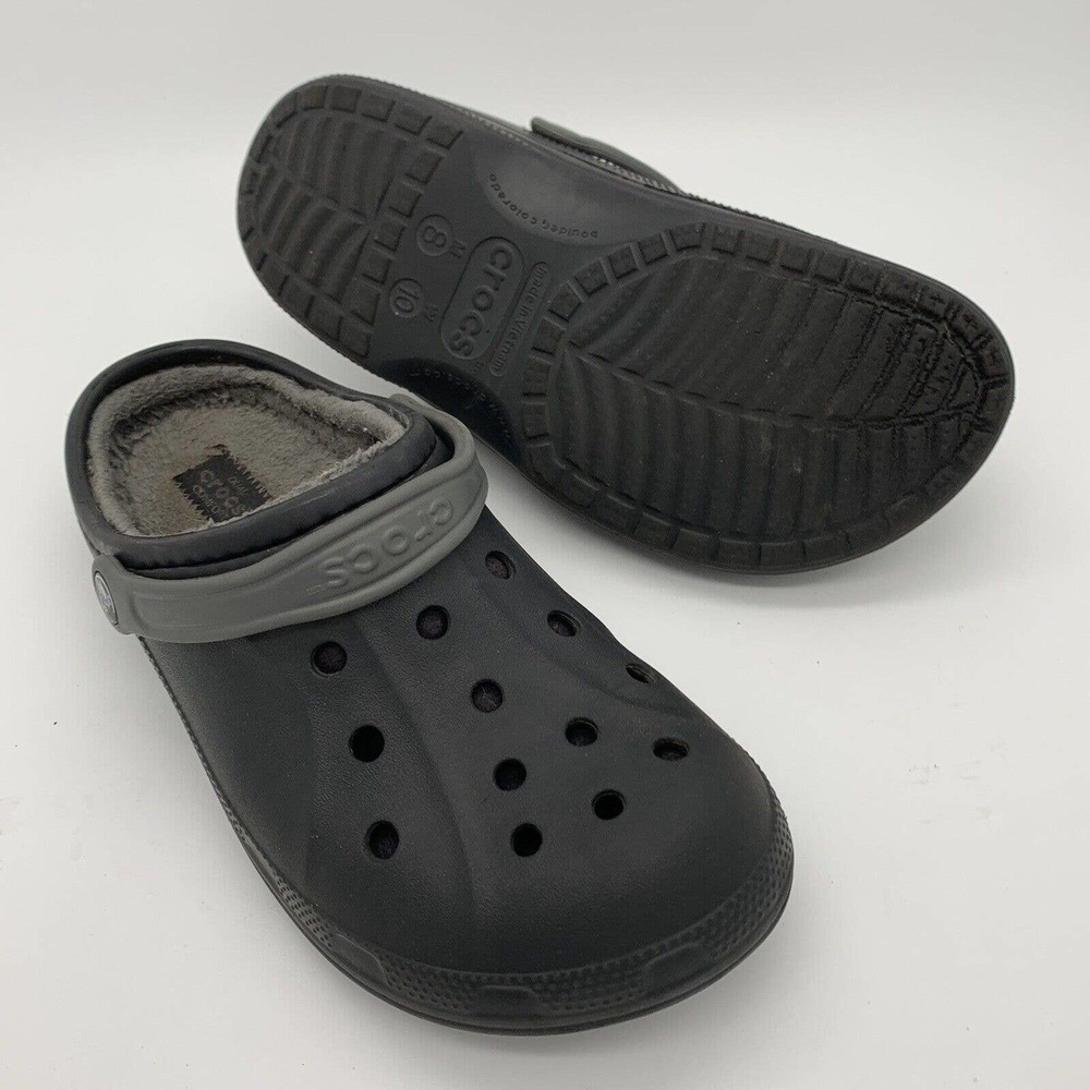Crocs Dual Comfort Fleece Lined Slip-on Sandals, Mens 8 Womens 10 (Black)